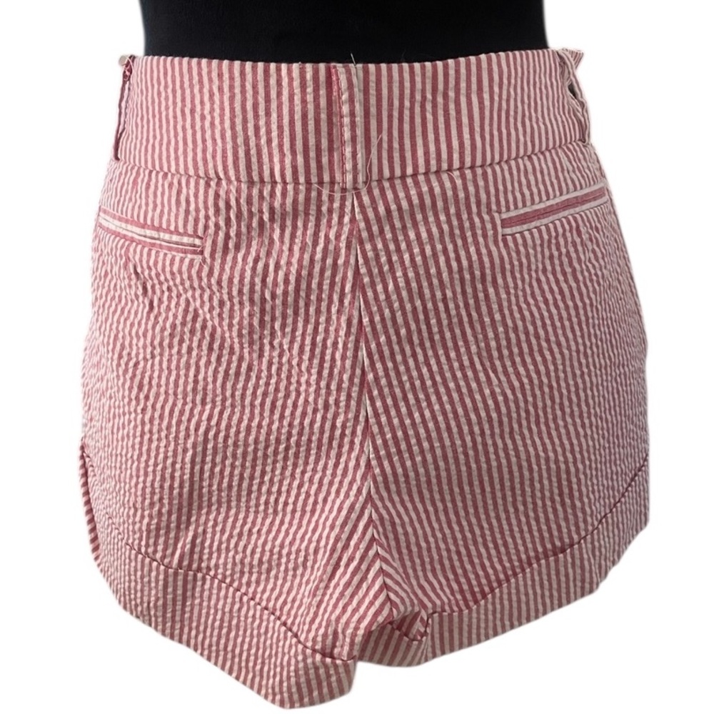 Striped Red and White Women's Shorts - Picture 3 of 8